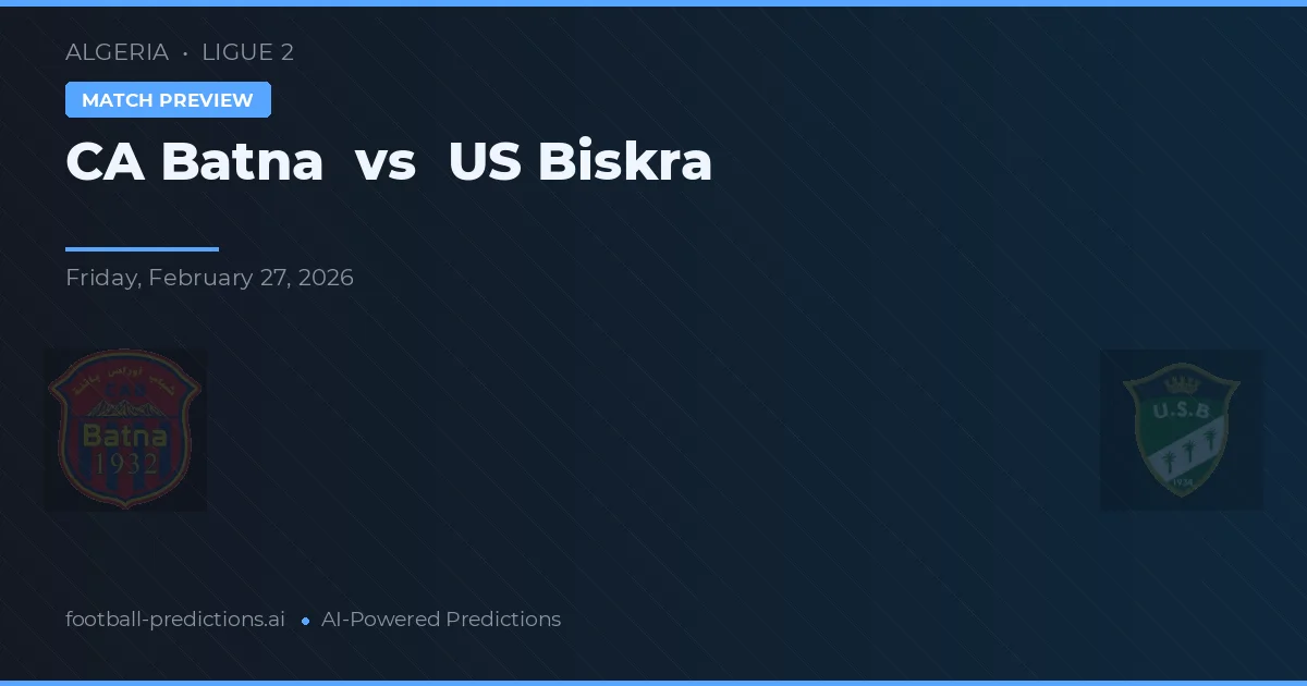 CA Batna vs US Biskra — dự đoán và xem trước trận đấu