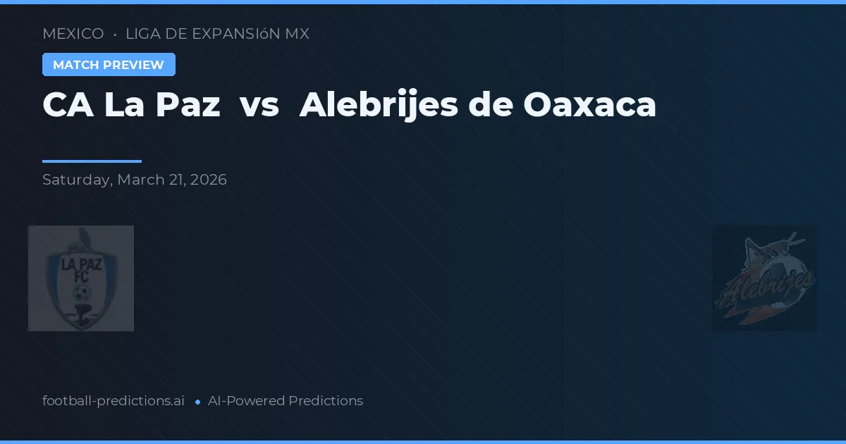 CA La Paz - Oaxaca Alebrijes — maç tahmini ve önizleme