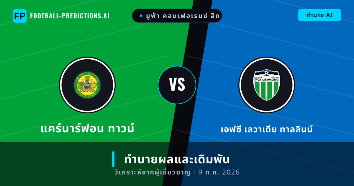 แคร์นาร์ฟอน ทาวน์ พบ เอฟซี เลวาเดีย ทาลลินน์ — ทำนายผลและพรีวิวการแข่งขัน