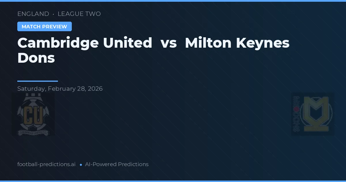 Cambridge United vs Milton Keynes Dons — hula at preview ng laban