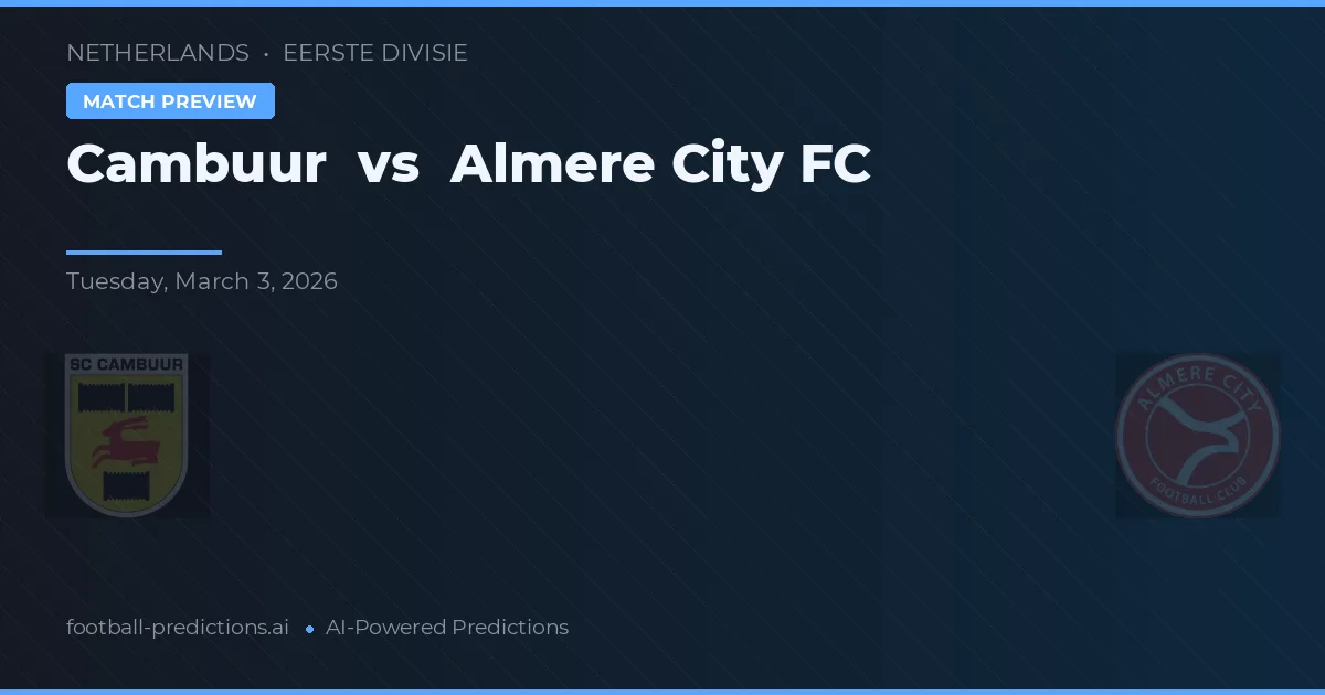 Cambuur vs Almere City FC — match prediction & preview