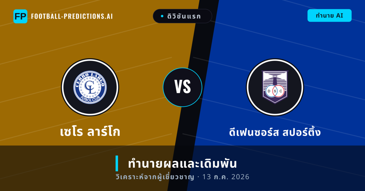 เซโร ลาร์โก พบ ดีเฟนซอร์ส สปอร์ติ้ง — ทำนายผลและพรีวิวการแข่งขัน