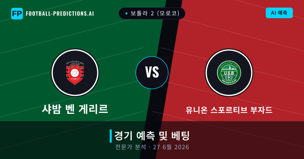 샤밤 벤 게리르 대 유니온 스포르티브 부자드 — 경기 예측 및 프리뷰