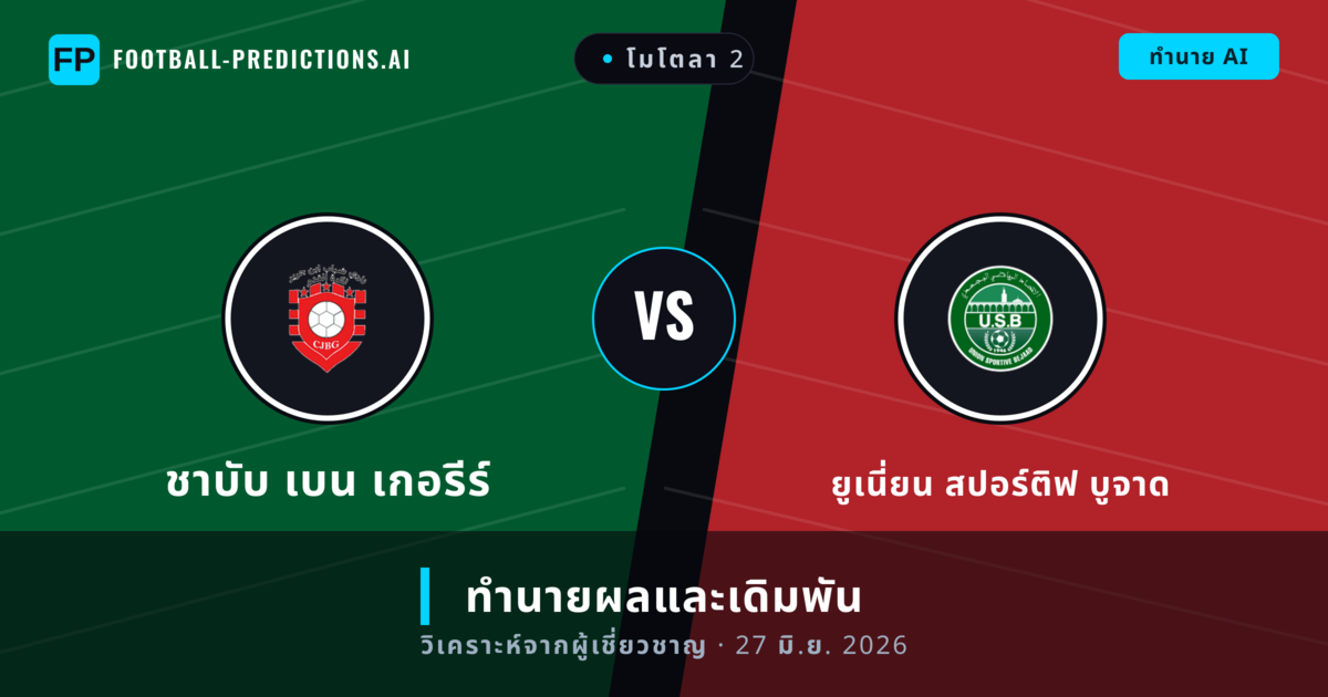 ชาบับ เบน เกอรีร์ พบ ยูเนี่ยน สปอร์ติฟ บูจาด — ทำนายผลและพรีวิวการแข่งขัน