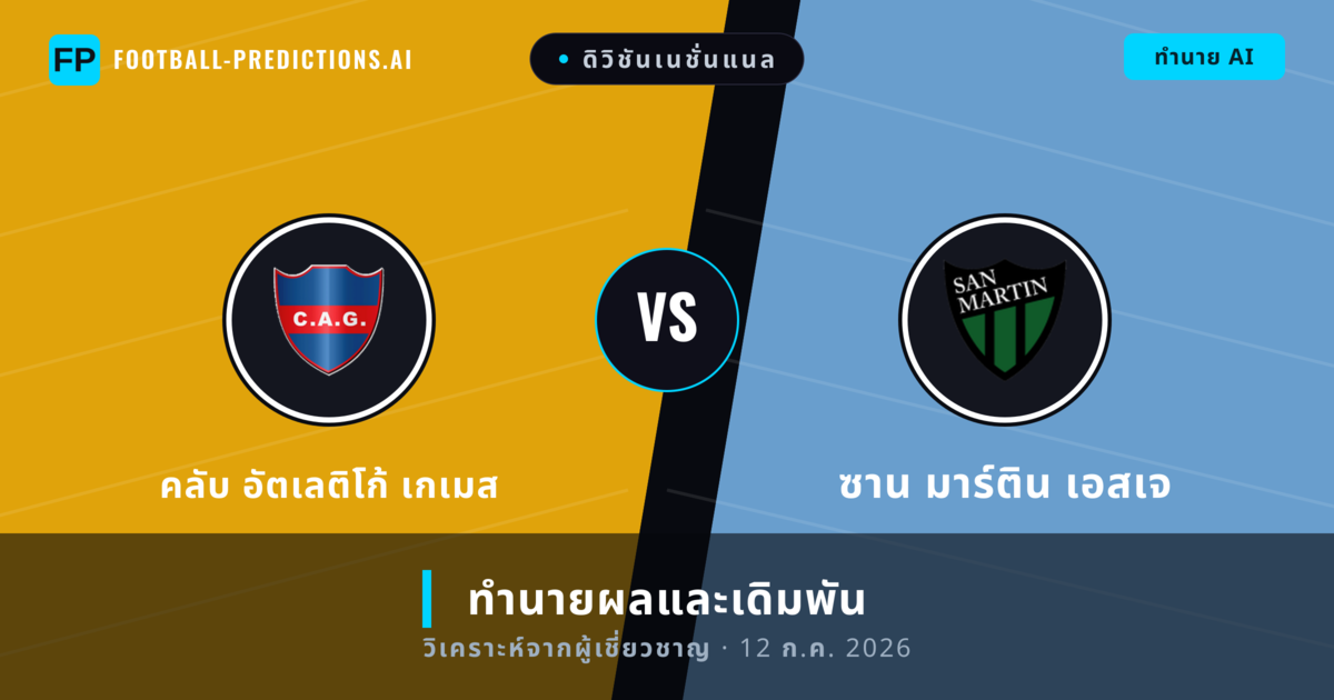คลับ อัตเลติโก้ เกเมส พบ ซาน มาร์ติน เอสเจ — ทำนายผลและพรีวิวการแข่งขัน