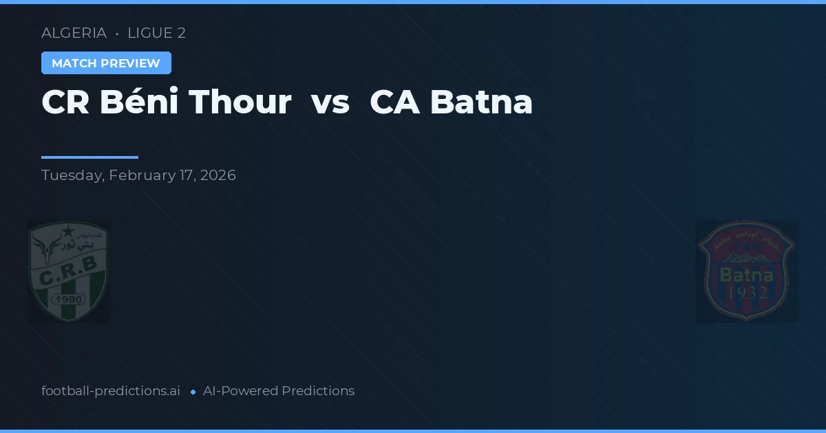 CR Béni Thour vs CA Batna — match prediction & preview