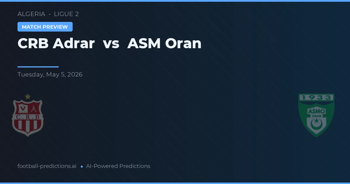 CRB Adrar vs ASM Oran — Prognose und Spielvorschau