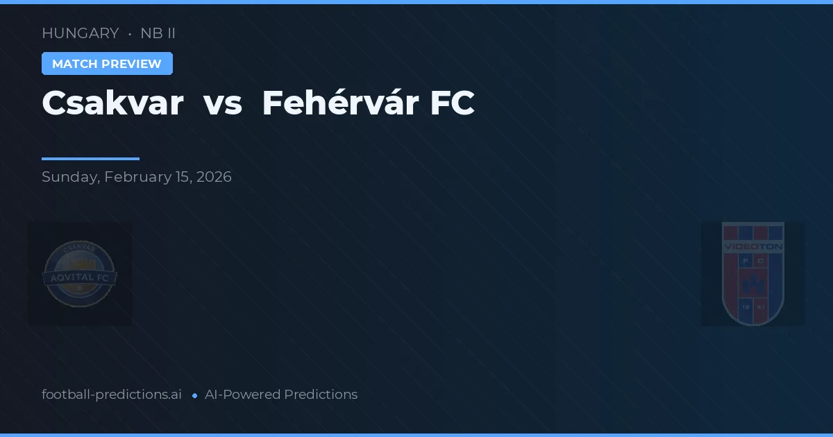 Csákvár vs Fehérvár FC — pronostico e anteprima del match