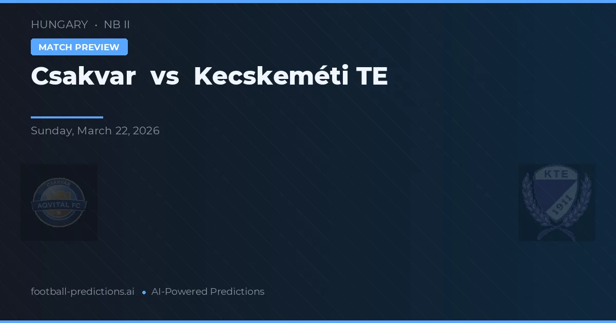 Csakvar vs Kecskeméti TE — match prediction & preview