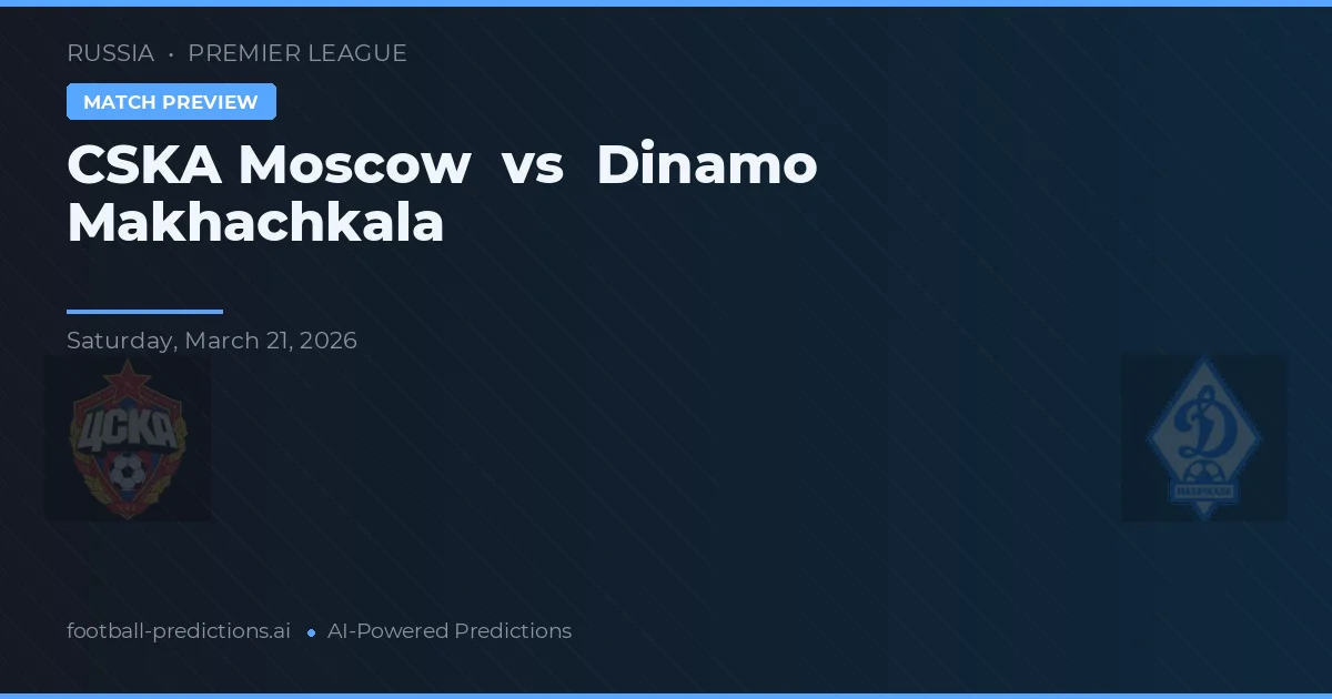 CSKA Moscou vs Dinamo Makhachkala — pronostic et avant-match