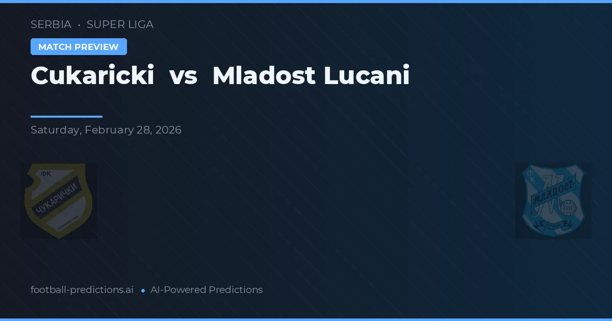 Cukaricki vs Mladost Lučani — dự đoán và xem trước trận đấu