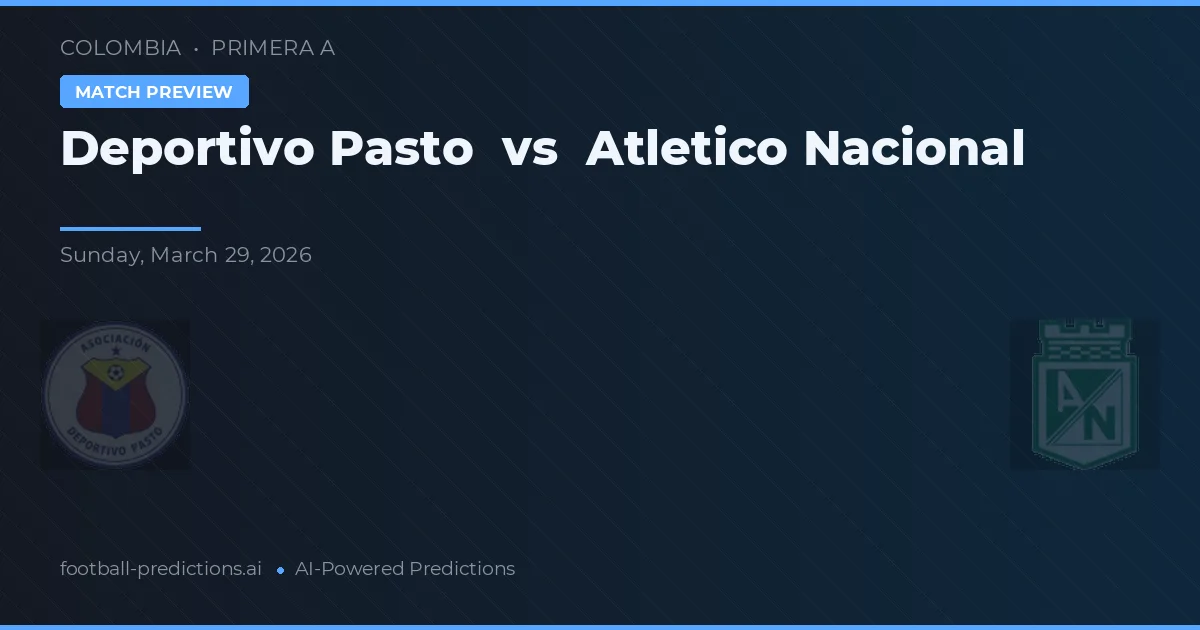 Deportivo Pasto vs Atlético Nacional — pronostic et avant-match