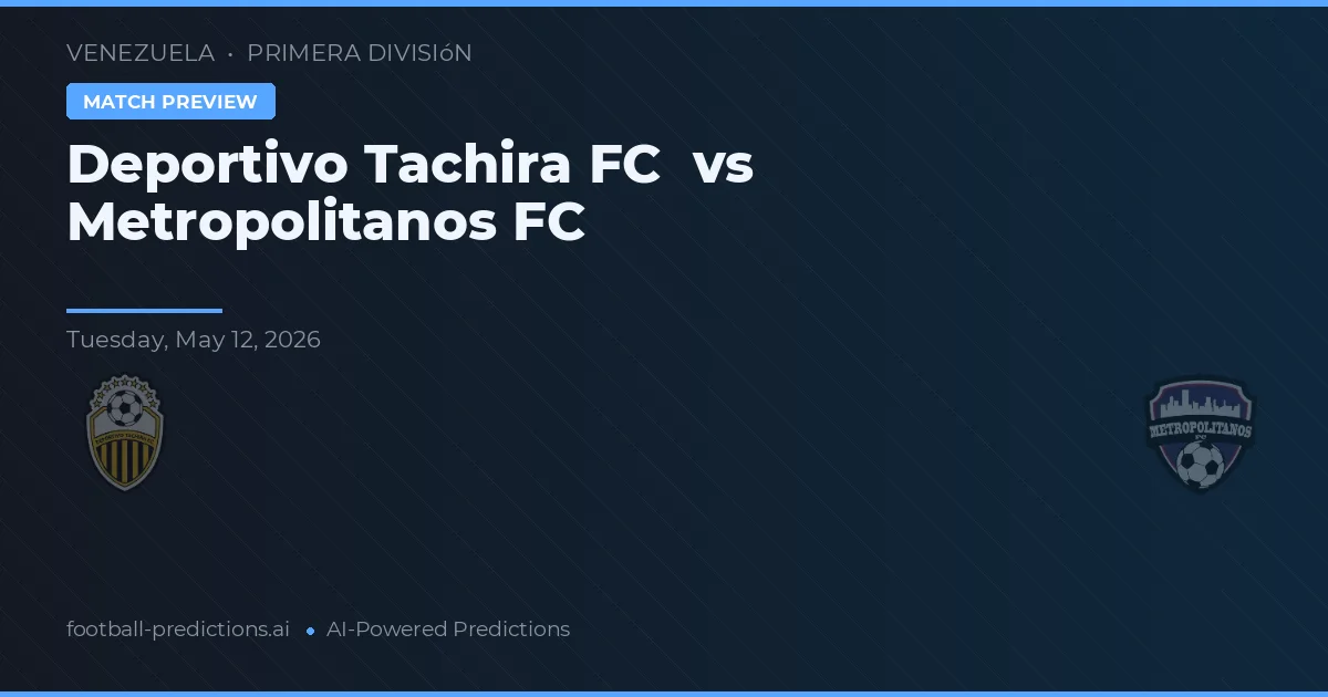 Deportivo Táchira vs Metropolitanos FC — prediksi dan pratinjau pertandingan