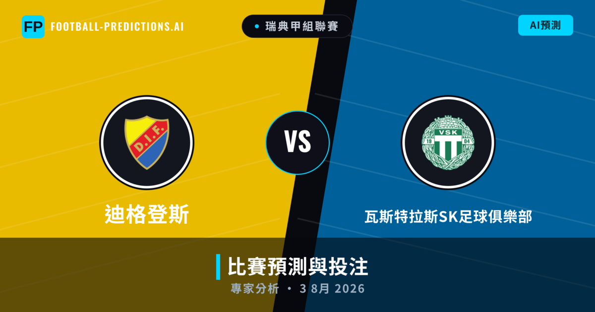 迪格登斯 vs 瓦斯特拉斯SK足球俱樂部 — 比赛预测和前瞻