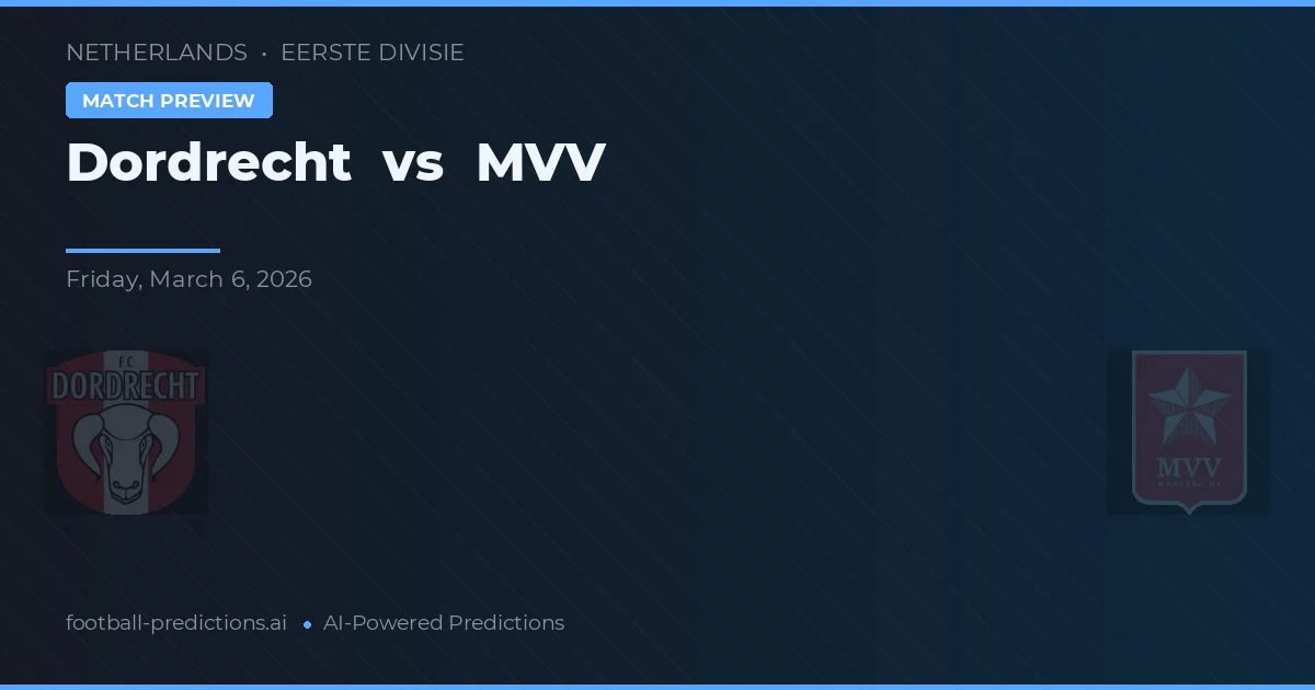 Dordrecht vs MVV — pronostico e anteprima del match