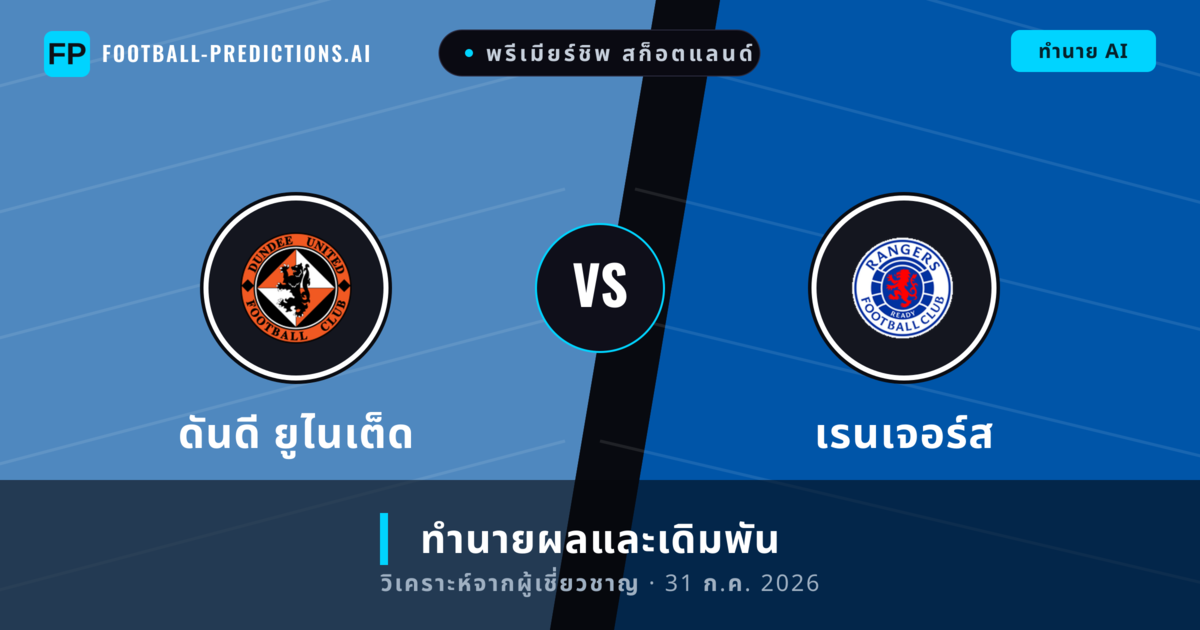 ดันดี ยูไนเต็ด พบ เรนเจอร์ส — ทำนายผลและพรีวิวการแข่งขัน