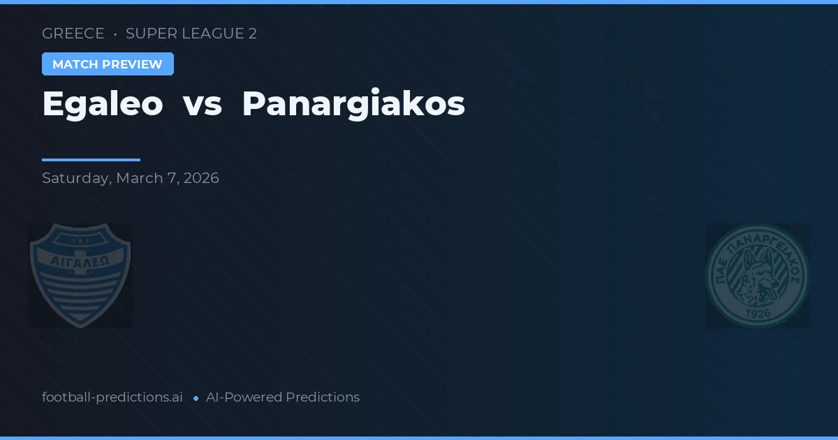 Egaleo vs Panargiakos — pronostic et avant-match