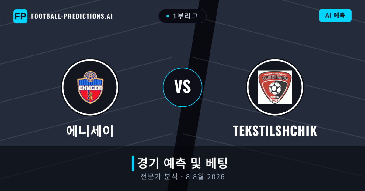 에니세이 대 Tekstilshchik — 경기 예측 및 프리뷰