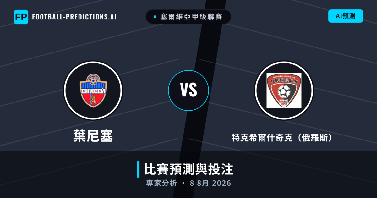 葉尼塞 vs 特克希爾什奇克(俄羅斯) — 比赛预测和前瞻