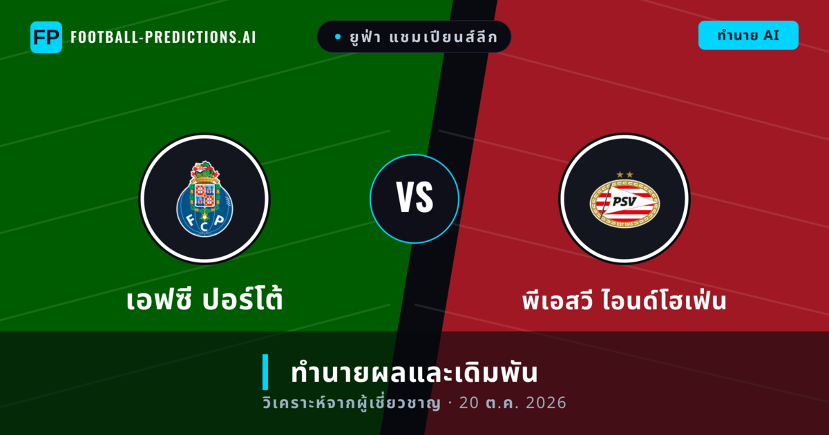 เอฟซี ปอร์โต้ พบ พีเอสวี ไอนด์โฮเฟ่น — ทำนายผลและพรีวิวการแข่งขัน