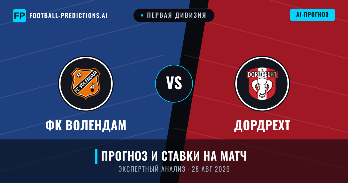 ФК Волендам – Дордрехт — прогноз и превью матча