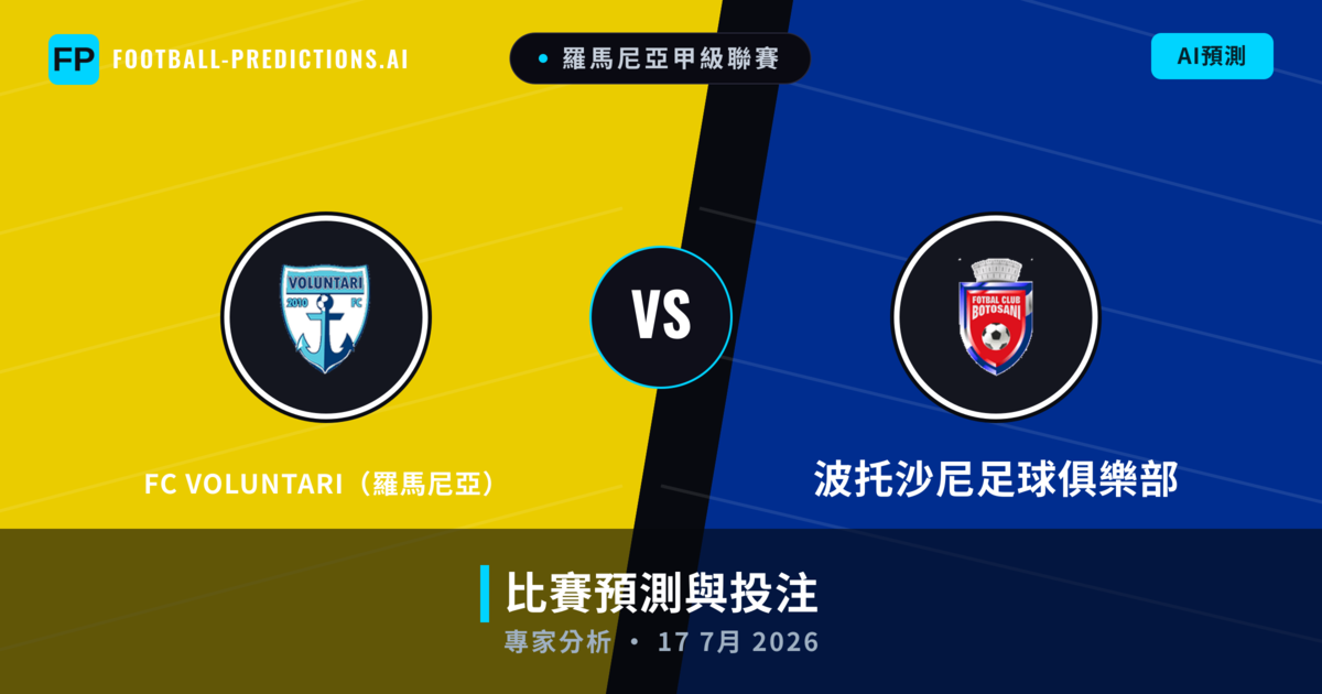 FC VOLUNTARI（羅馬尼亞） vs 波托沙尼足球俱樂部 — 比赛预测和前瞻