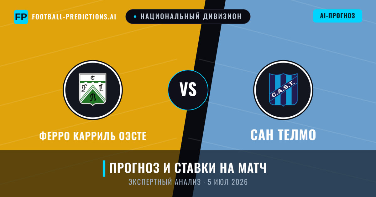 Ферро Карриль Оэсте – Сан Телмо — прогноз и превью матча