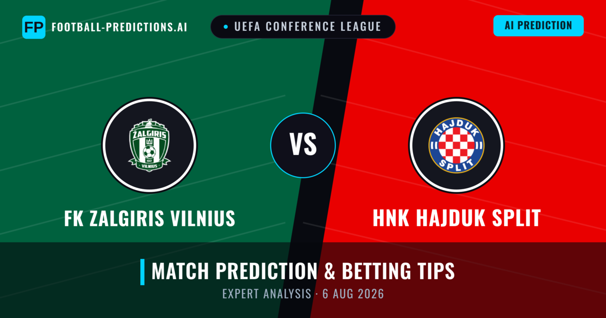 FK Zalgiris Vilnius vs HNK Hajduk Split — match prediction & preview