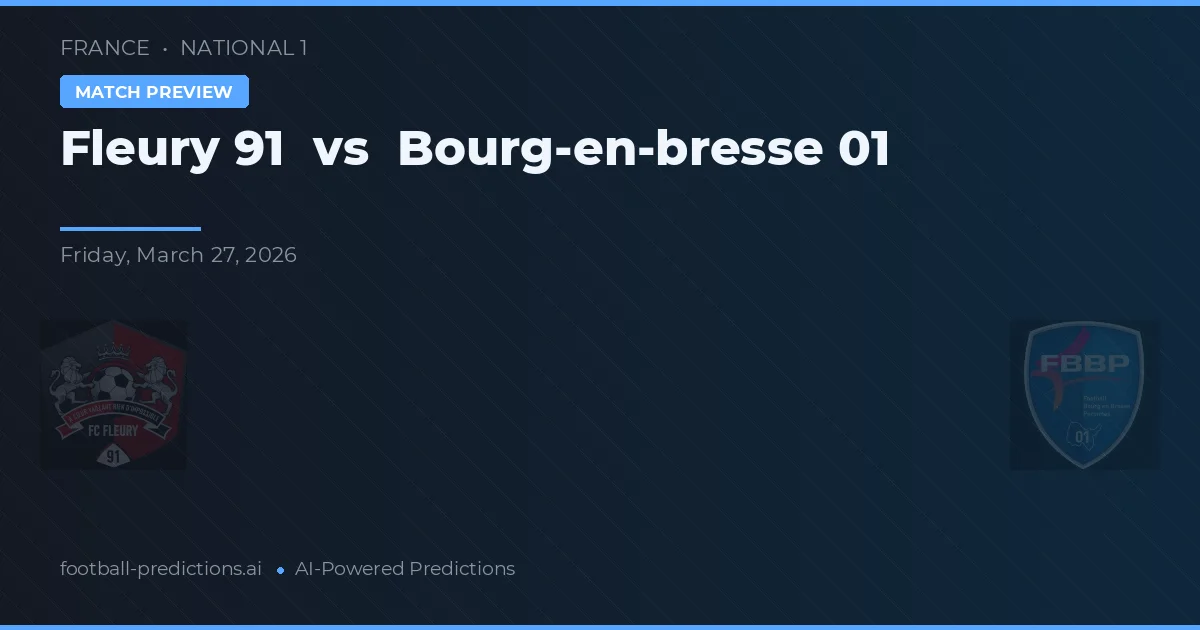 Fleury 91 vs Bourg-en-bresse 01 — match prediction & preview