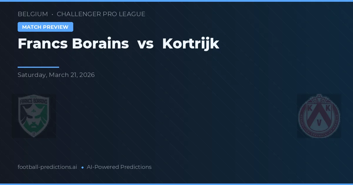 Francs Borains vs Kortrijk — match prediction & preview