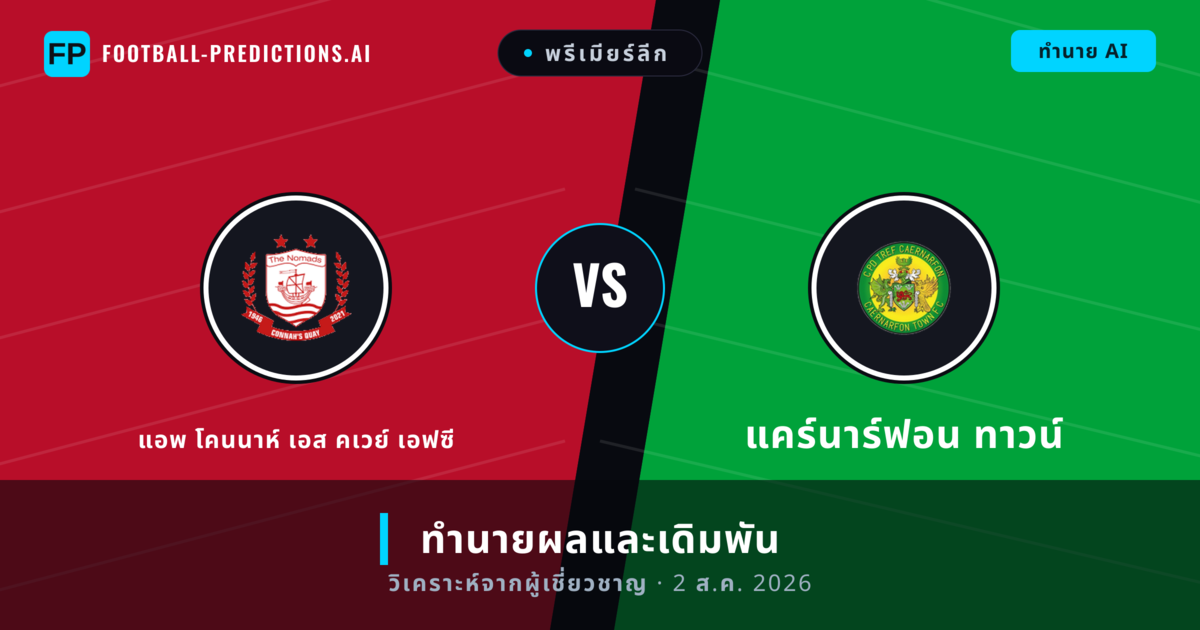แอพ โคนนาห์ เอส คเวย์ เอฟซี พบ แคร์นาร์ฟอน ทาวน์ — ทำนายผลและพรีวิวการแข่งขัน