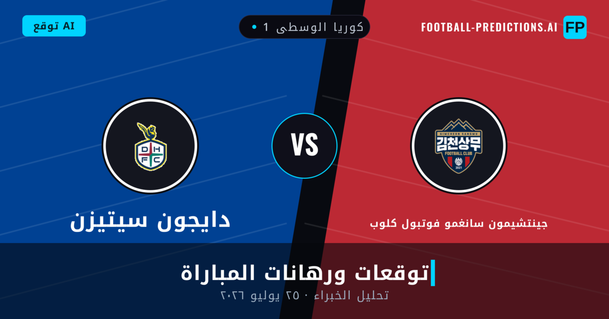 جينتشيمون سانغمو فوتبول كلوب ضد دايجون سيتيزن — توقعات ومعاينة المباراة