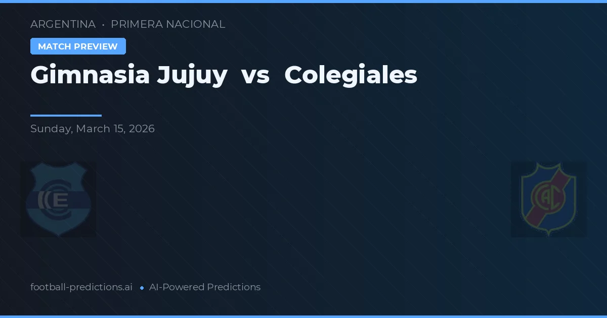 Gimnasia Jujuy vs Colegiales — match prediction & preview
