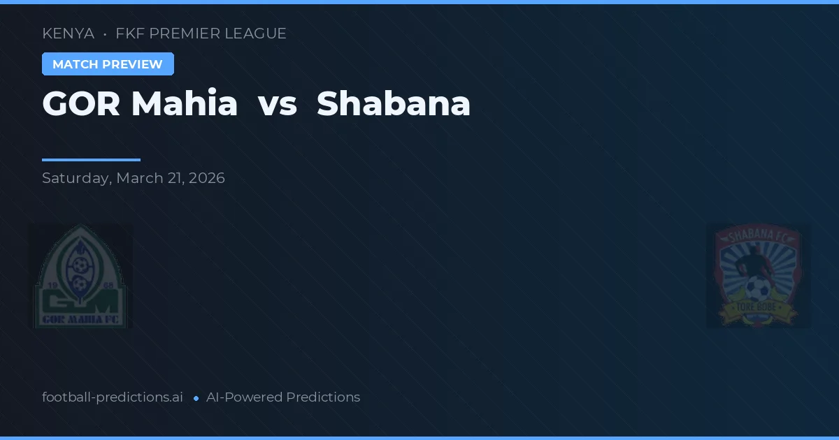 GOR Mahia - Shabana — maç tahmini ve önizleme