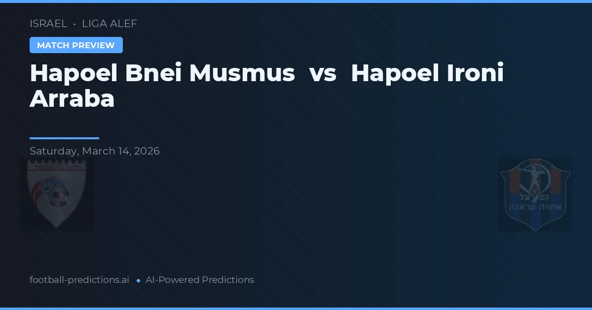 Hapoel Bnei Musmus vs Hapoel Ironi Arraba — prediksi dan pratinjau pertandingan