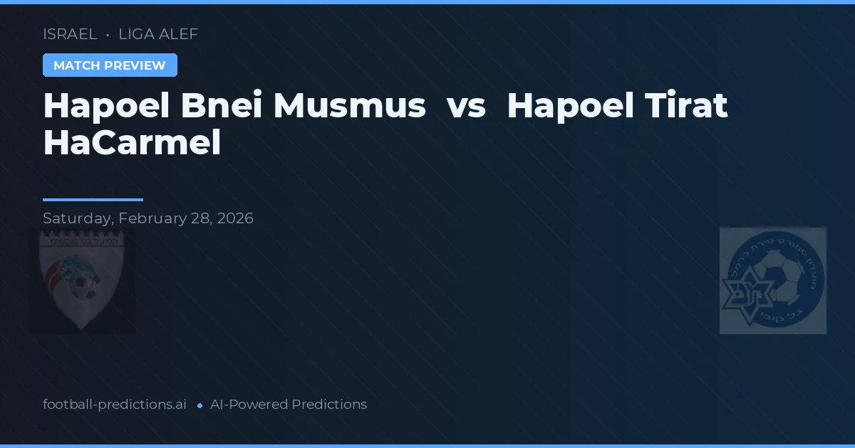 Hapoel Bnei Musmus vs Hapoel Tirat HaCarmel — Prognose und Spielvorschau
