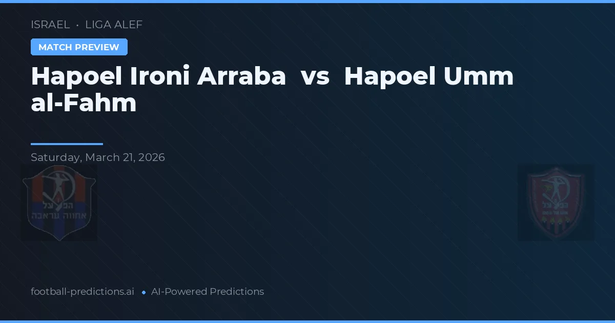 Hapoel Ironi Arraba vs Hapoel Umm al-Fahm — dự đoán và xem trước trận đấu