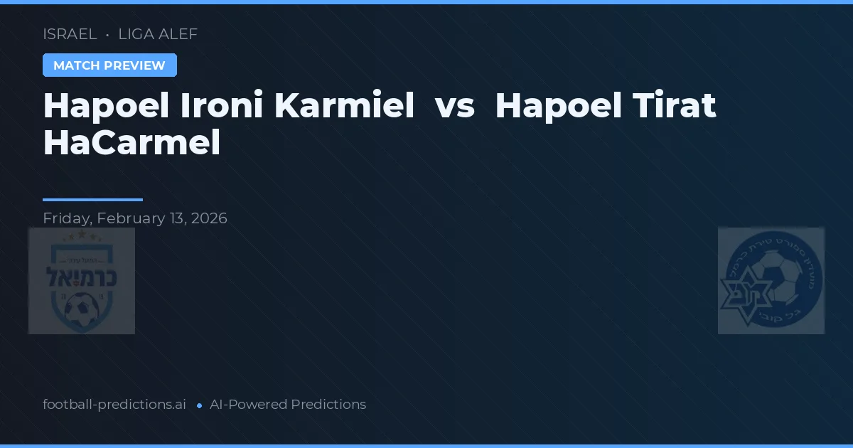 Hapoel Ironi Karmiel vs Hapoel Tirat HaCarmel — pronostic et avant-match