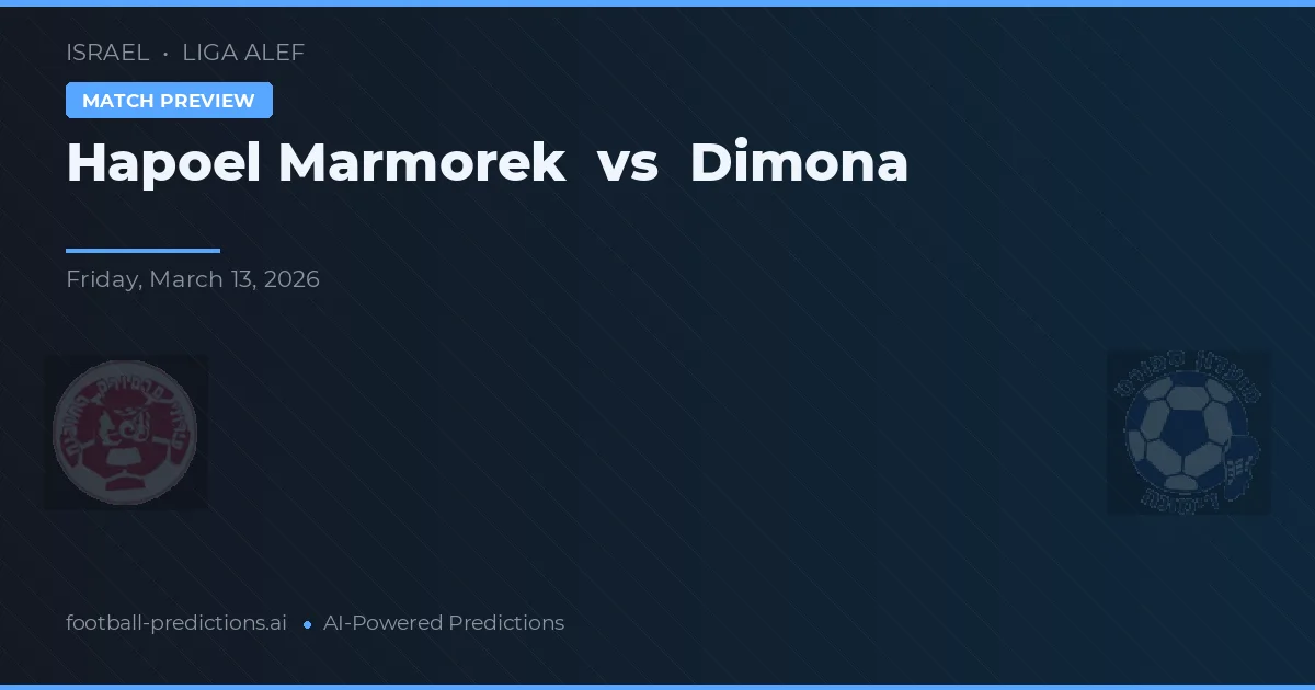 Hapoel Marmorek vs Dimona — pronostico e anteprima del match
