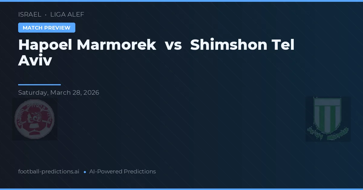 Hapoel Marmorek vs Shimshon Tel Aviv — pronostico e anteprima del match