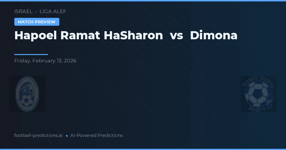 Hapoel Ramat HaŞaron - Dimona — maç tahmini ve önizleme