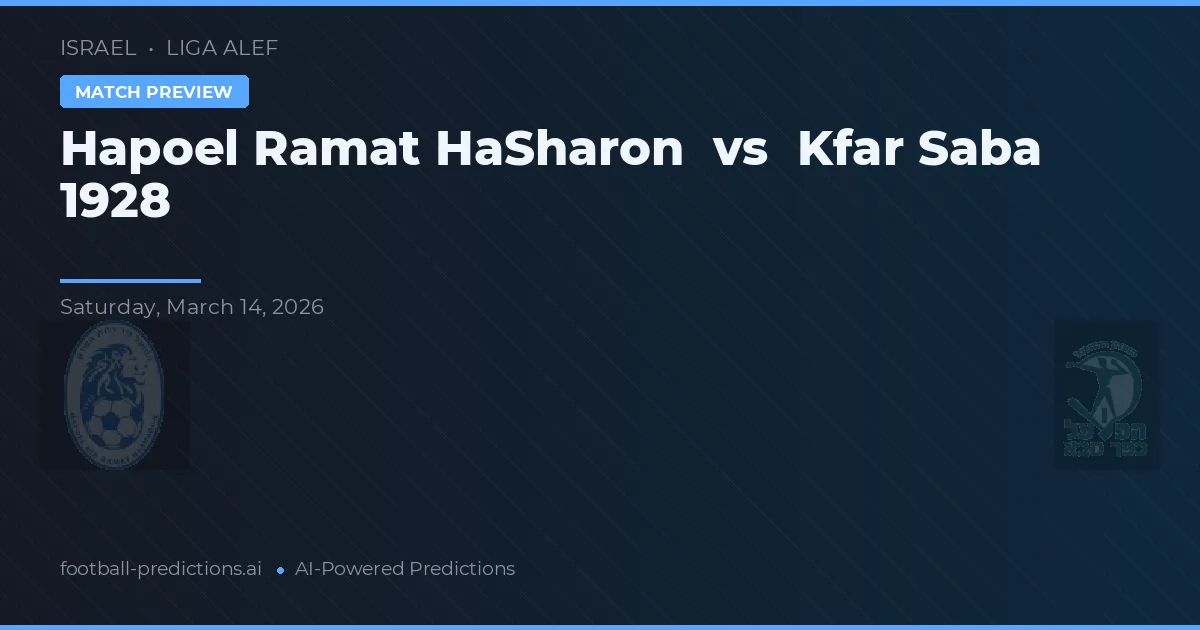 Hapoel Ramat HaSharon vs Kfar Saba 1928 — pronostico e anteprima del match