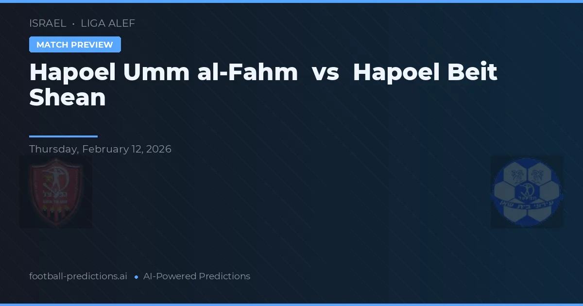 Hapoel Umm al-Fahm - Hapoel Beit Şe'an — maç tahmini ve önizleme
