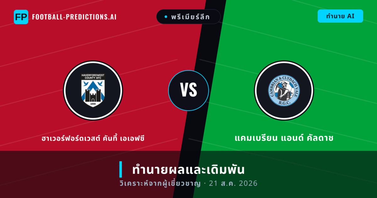 ฮาเวอร์ฟอร์ดเวสต์ คันที้ เอเอฟซี พบ แคมเบรียน แอนด์ คัลดาช — ทำนายผลและพรีวิวการแข่งขัน