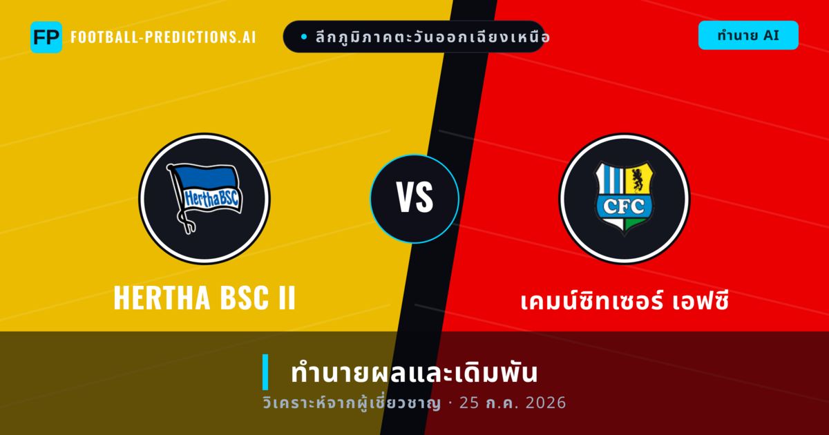 Hertha BSC II พบ เคมน์ซิทเซอร์ เอฟซี — ทำนายผลและพรีวิวการแข่งขัน