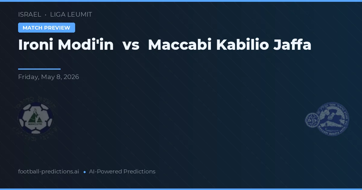 Ironi Modi'in vs Maccabi Kabilio Jaffa — Prognose und Spielvorschau