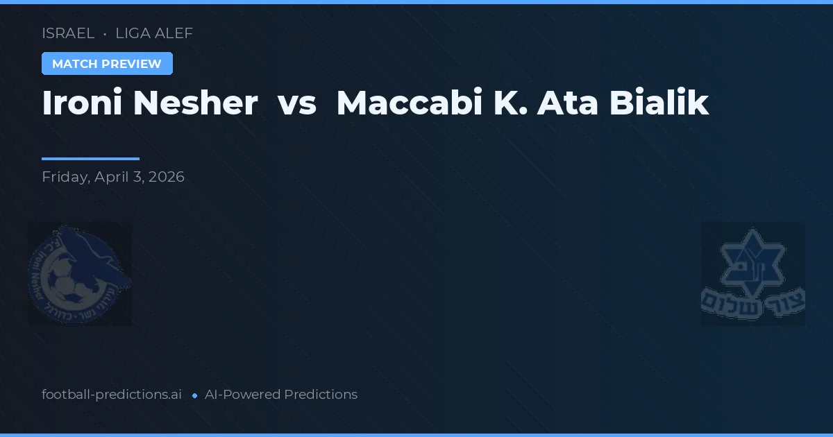 Ironi Nesher vs Maccabi K. Ata Bialik — pronostic et avant-match
