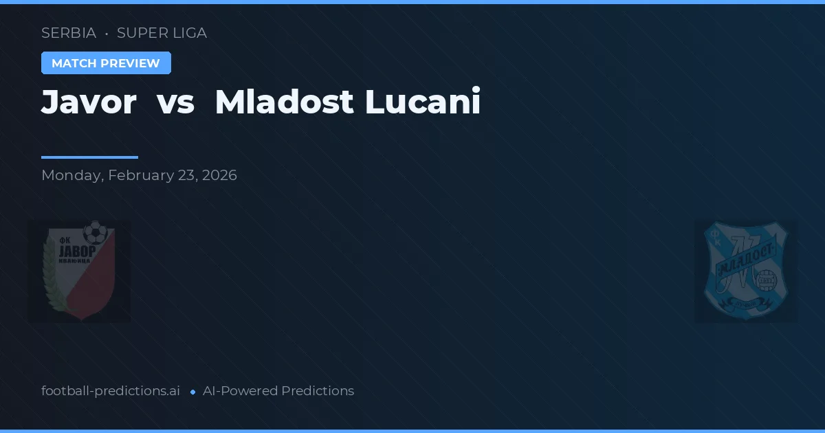 Javor vs Mladost Lučani — pronostic et avant-match