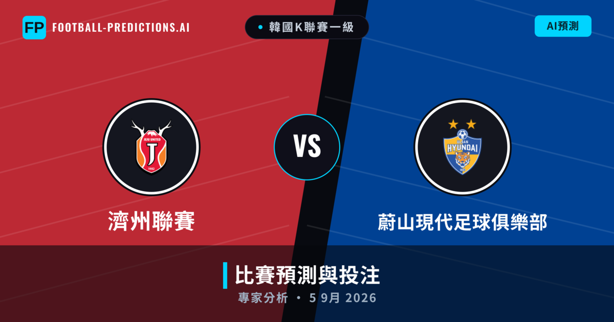 濟州聯賽 vs 蔚山現代足球俱樂部 — 比赛预测和前瞻