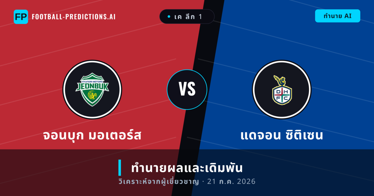 จอนบุก มอเตอร์ส พบ แดจอน ซิติเซน — ทำนายผลและพรีวิวการแข่งขัน